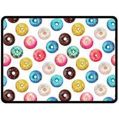 Delicious Multicolored Donuts On White Background Fleece Blanket (large)  by SychEva