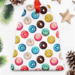 Delicious Multicolored Donuts On White Background Ornament (bell) by SychEva