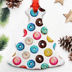 Delicious Multicolored Donuts On White Background Christmas Tree Ornament (two Sides) by SychEva