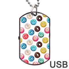 Delicious Multicolored Donuts On White Background Dog Tag Usb Flash (two Sides) by SychEva