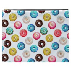 Delicious Multicolored Donuts On White Background Cosmetic Bag (xxxl) by SychEva