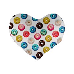 Delicious Multicolored Donuts On White Background Standard 16  Premium Heart Shape Cushions by SychEva