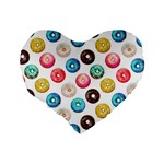 Delicious Multicolored Donuts On White Background Standard 16  Premium Heart Shape Cushions Back