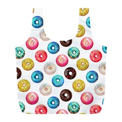 Delicious Multicolored Donuts On White Background Full Print Recycle Bag (l)