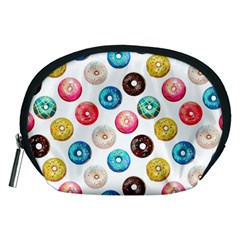 Delicious Multicolored Donuts On White Background Accessory Pouch (medium) by SychEva