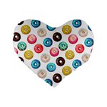 Delicious Multicolored Donuts On White Background Standard 16  Premium Flano Heart Shape Cushions Front