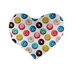 Delicious Multicolored Donuts On White Background Standard 16  Premium Flano Heart Shape Cushions Back