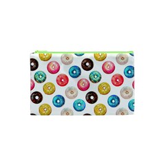 Delicious Multicolored Donuts On White Background Cosmetic Bag (xs) by SychEva