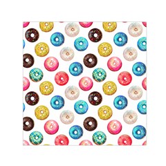 Delicious Multicolored Donuts On White Background Small Satin Scarf (square) by SychEva