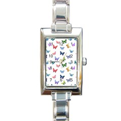 Cute Bright Butterflies Hover In The Air Rectangle Italian Charm Watch by SychEva