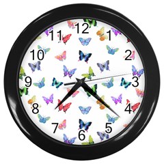 Cute Bright Butterflies Hover In The Air Wall Clock (black) by SychEva