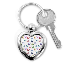 Cute Bright Butterflies Hover In The Air Key Chain (heart) by SychEva