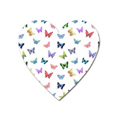 Cute Bright Butterflies Hover In The Air Heart Magnet by SychEva