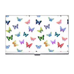 Cute Bright Butterflies Hover In The Air Business Card Holder by SychEva