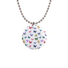 Cute Bright Butterflies Hover In The Air 1  Button Necklace by SychEva