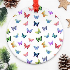 Cute Bright Butterflies Hover In The Air Round Ornament (two Sides) by SychEva