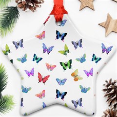 Cute Bright Butterflies Hover In The Air Star Ornament (two Sides) by SychEva