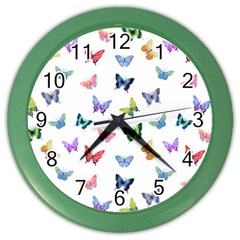 Cute Bright Butterflies Hover In The Air Color Wall Clock by SychEva