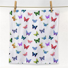 Cute Bright Butterflies Hover In The Air Face Towel by SychEva