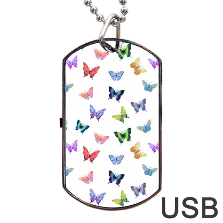 Cute Bright Butterflies Hover In The Air Dog Tag USB Flash (One Side)