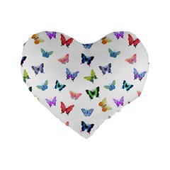 Cute Bright Butterflies Hover In The Air Standard 16  Premium Heart Shape Cushions by SychEva