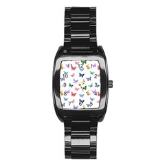 Cute Bright Butterflies Hover In The Air Stainless Steel Barrel Watch by SychEva