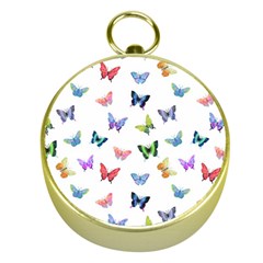 Cute Bright Butterflies Hover In The Air Gold Compasses by SychEva