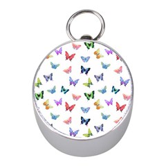 Cute Bright Butterflies Hover In The Air Mini Silver Compasses by SychEva