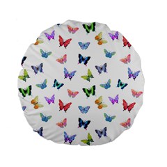 Cute Bright Butterflies Hover In The Air Standard 15  Premium Flano Round Cushions by SychEva