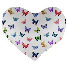 Cute Bright Butterflies Hover In The Air Large 19  Premium Flano Heart Shape Cushions by SychEva