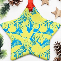 Yellow And Blue Leafs Silhouette At Sky Blue Ornament (star)