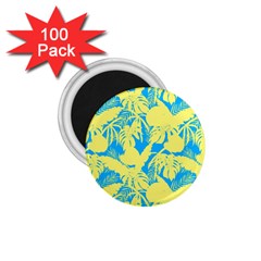 Yellow And Blue Leafs Silhouette At Sky Blue 1 75  Magnets (100 Pack)  by Casemiro