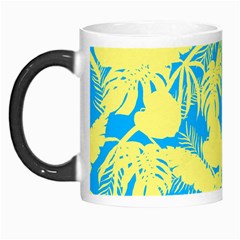 Yellow And Blue Leafs Silhouette At Sky Blue Morph Mugs by Casemiro