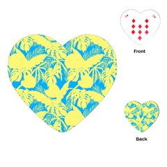 Yellow And Blue Leafs Silhouette At Sky Blue Playing Cards Single Design (heart)