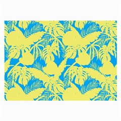 Yellow And Blue Leafs Silhouette At Sky Blue Large Glasses Cloth by Casemiro