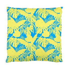 Yellow And Blue Leafs Silhouette At Sky Blue Standard Cushion Case (two Sides) by Casemiro