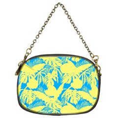 Yellow And Blue Leafs Silhouette At Sky Blue Chain Purse (two Sides) by Casemiro