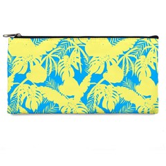 Yellow And Blue Leafs Silhouette At Sky Blue Pencil Case by Casemiro