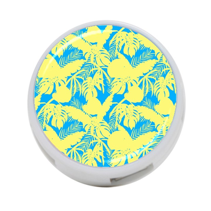 Yellow and blue leafs silhouette at sky blue 4-Port USB Hub (Two Sides)