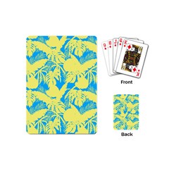 Yellow And Blue Leafs Silhouette At Sky Blue Playing Cards Single Design (mini)