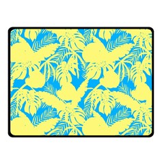 Yellow And Blue Leafs Silhouette At Sky Blue Double Sided Fleece Blanket (small)  by Casemiro