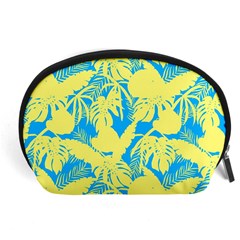 Yellow And Blue Leafs Silhouette At Sky Blue Accessory Pouch (large) by Casemiro