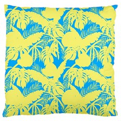 Yellow And Blue Leafs Silhouette At Sky Blue Standard Flano Cushion Case (one Side) by Casemiro