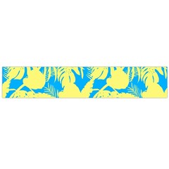 Yellow And Blue Leafs Silhouette At Sky Blue Large Flano Scarf 