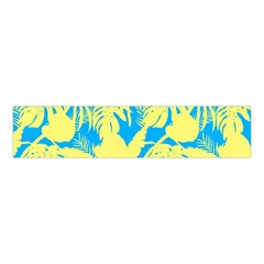 Yellow And Blue Leafs Silhouette At Sky Blue Velvet Scrunchie by Casemiro