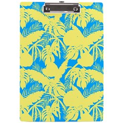 Yellow And Blue Leafs Silhouette At Sky Blue A4 Clipboard