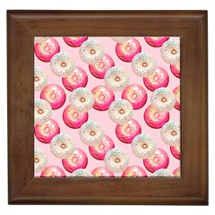 Pink And White Donuts Framed Tile by SychEva