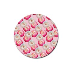 Pink And White Donuts Rubber Coaster (round)  by SychEva