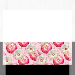 Pink And White Donuts Rectangular Jigsaw Puzzl by SychEva