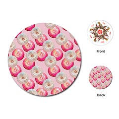 Pink And White Donuts Playing Cards Single Design (round) by SychEva